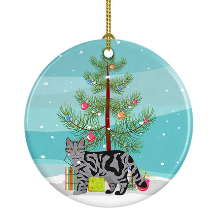 Scottish Straight Cat Christmas Ceramic Ornament