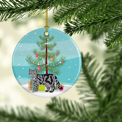 Scottish Straight Cat Christmas Ceramic Ornament