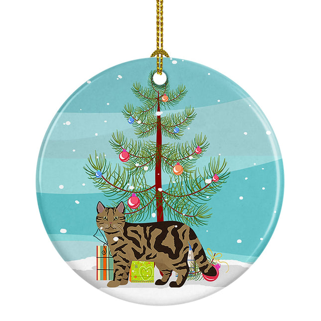Scottish Straight Cat Christmas Ceramic Ornament
