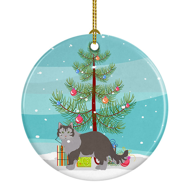 Siberian Forest Cat Christmas Ceramic Ornament