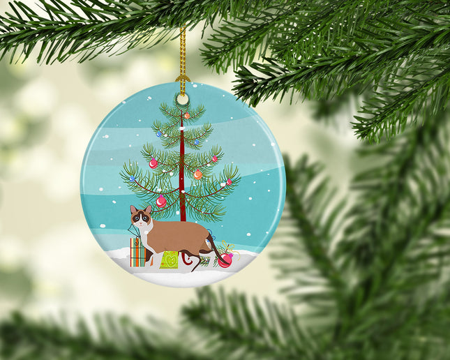 Snowshoe Cat Christmas Ceramic Ornament