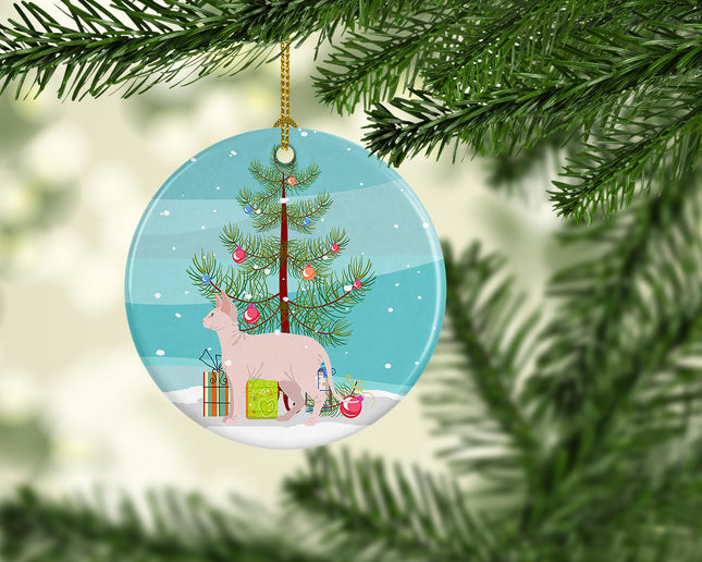 Sphynx Cat Christmas Ceramic Ornament