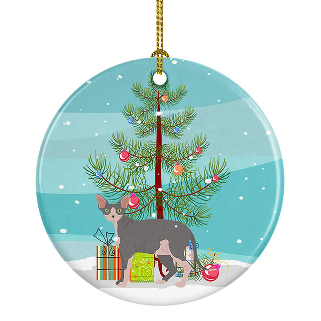 Sphynx Cat Christmas Ceramic Ornament
