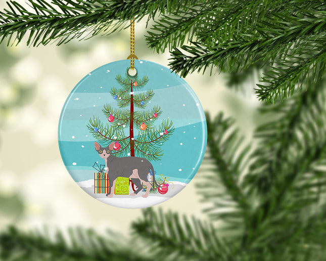 Sphynx Cat Christmas Ceramic Ornament