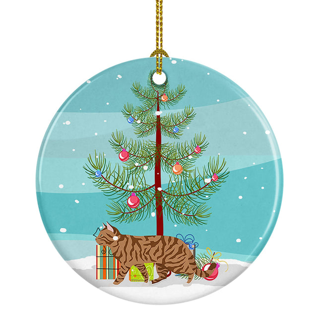 Toyger Cat Christmas Ceramic Ornament