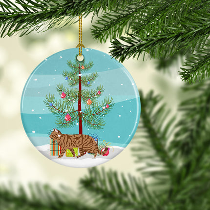 Toyger Cat Christmas Ceramic Ornament