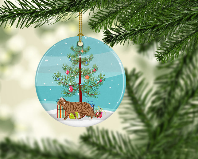 Toyger Cat Christmas Ceramic Ornament