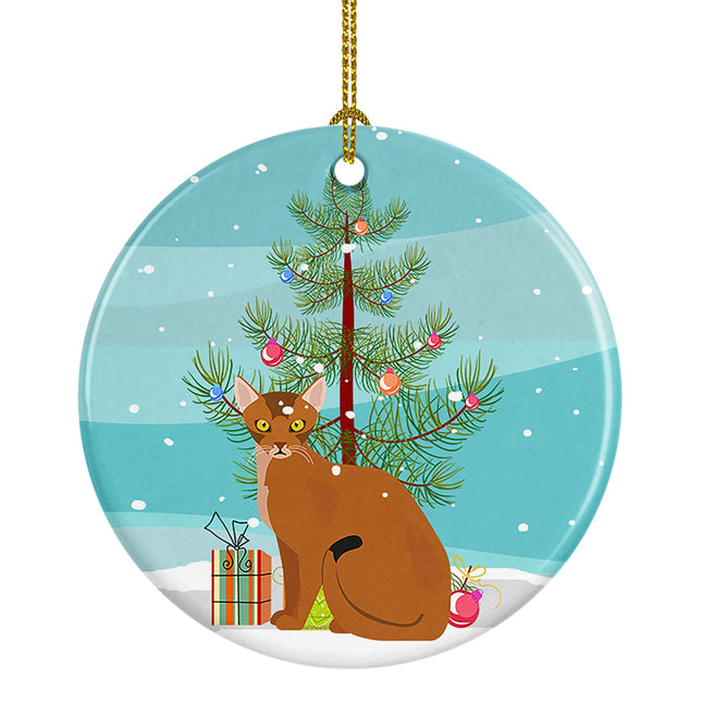 Abyssinian Cat Christmas Ceramic Ornament