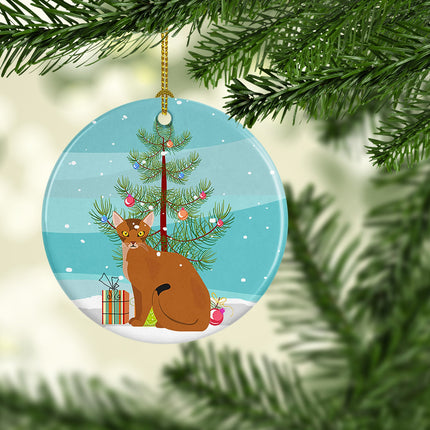 Abyssinian Cat Christmas Ceramic Ornament
