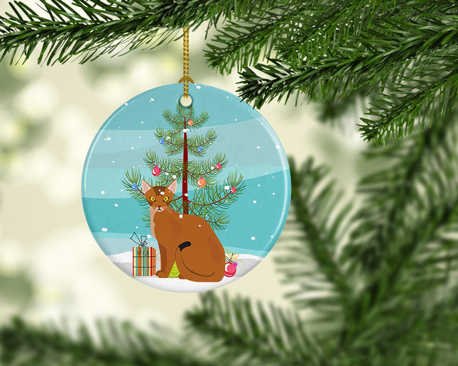 Abyssinian Cat Christmas Ceramic Ornament