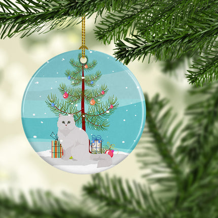 Chinchilla Persian Longhair Cat Christmas Ceramic Ornament