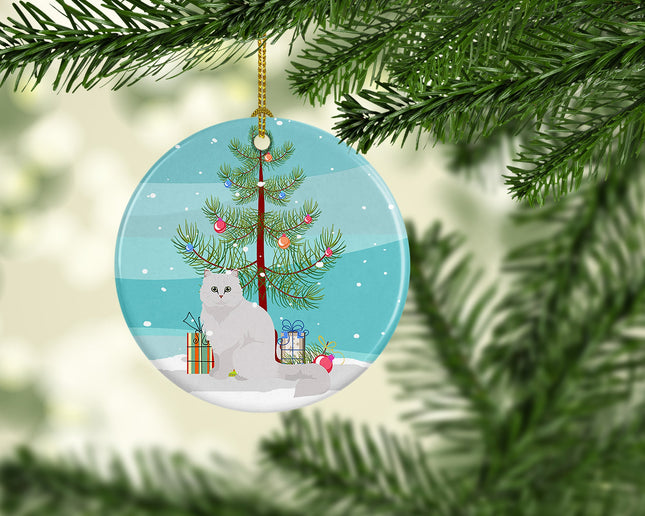Chinchilla Persian Longhair Cat Christmas Ceramic Ornament