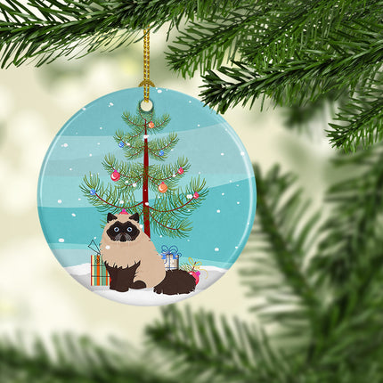 Colorpoint Persian Hymalayan Cat Christmas Ceramic Ornament