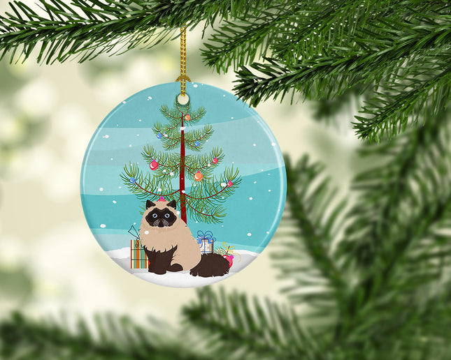 Colorpoint Persian Hymalayan Cat Christmas Ceramic Ornament