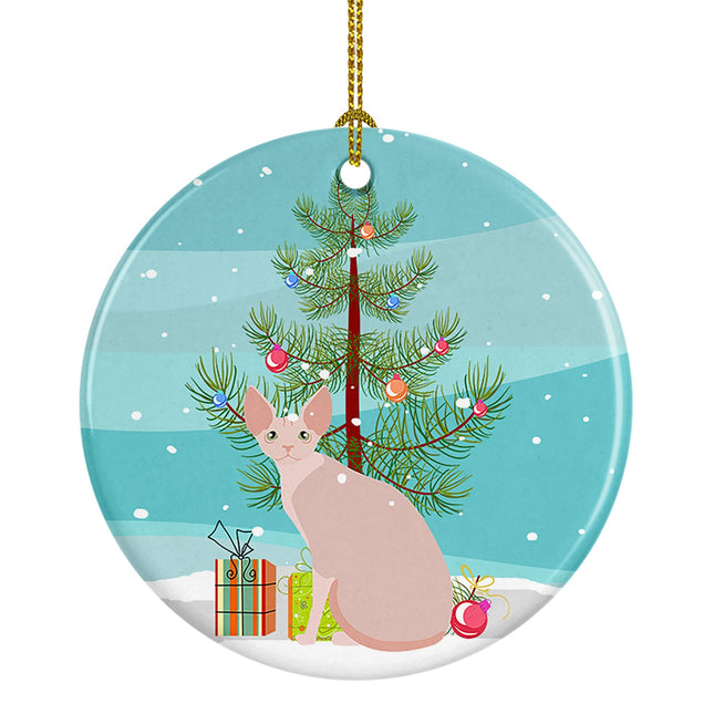 Sphynx Cat Christmas Ceramic Ornament