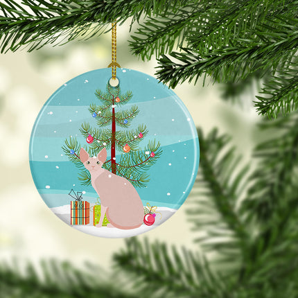 Sphynx Cat Christmas Ceramic Ornament