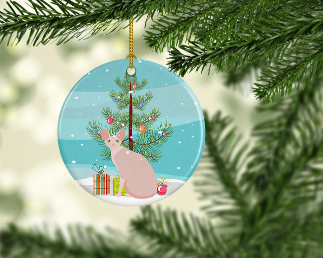 Sphynx Cat Christmas Ceramic Ornament