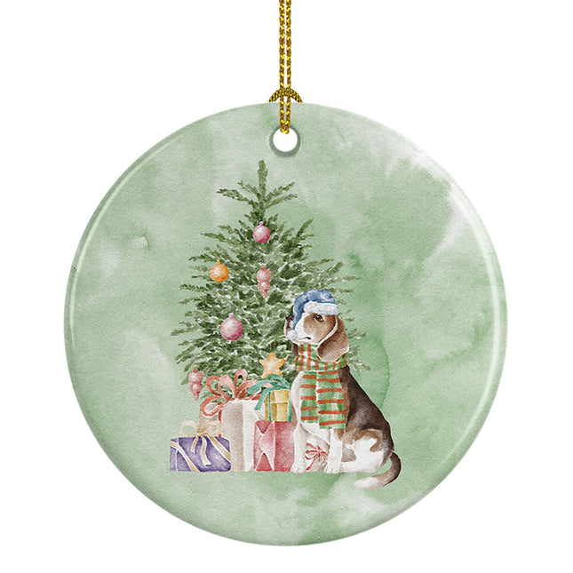 Beagle Christmas Presents and Tree Ceramic Ornament