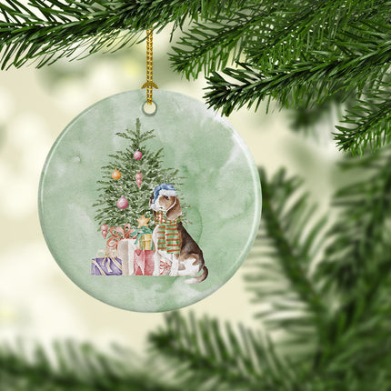 Beagle Christmas Presents and Tree Ceramic Ornament
