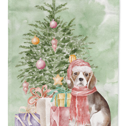 Beagle Puppy Christmas Presents and Tree Garden Flag