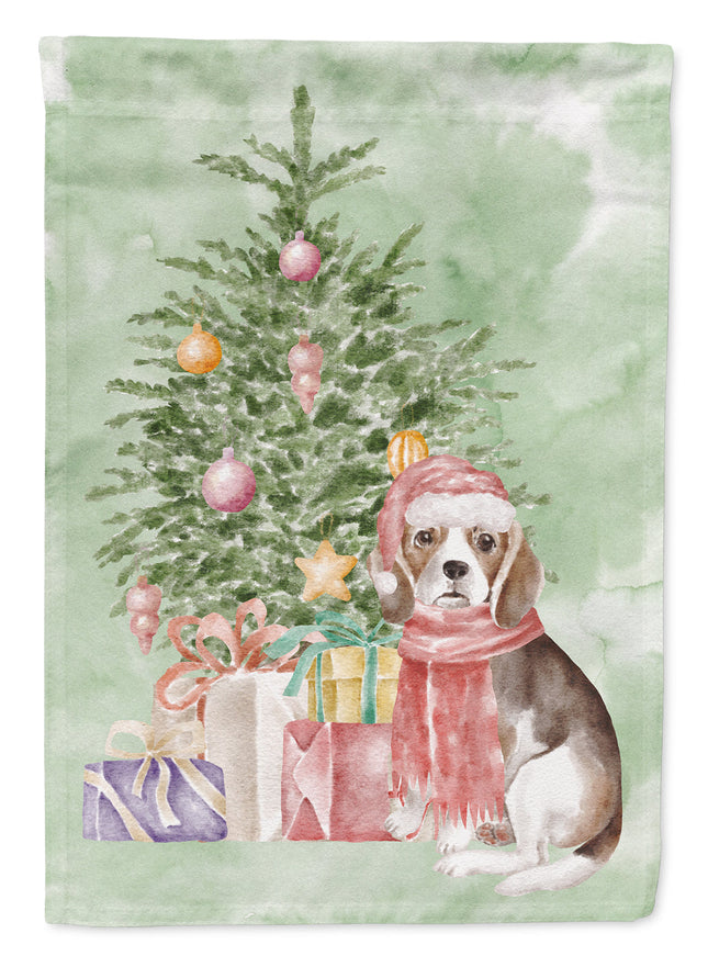 Beagle Puppy Christmas Presents and Tree Garden Flag