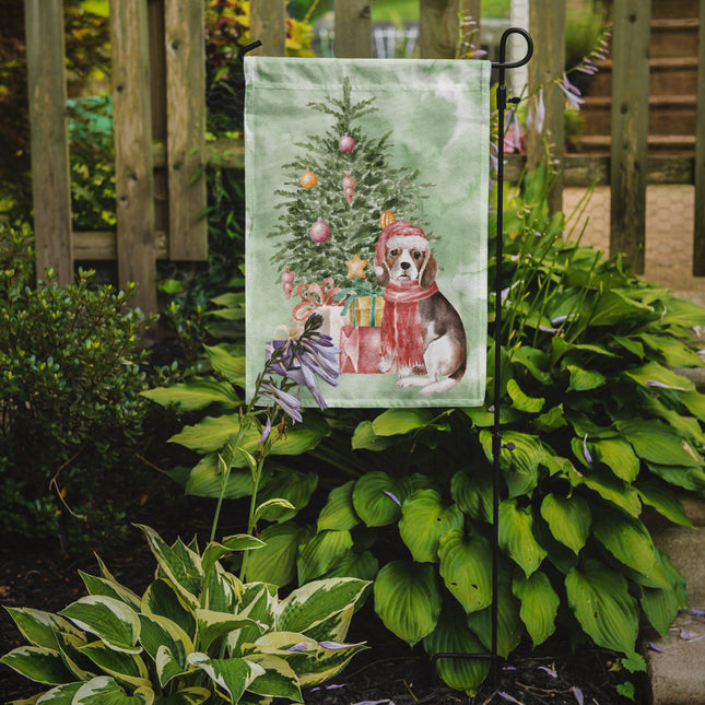 Beagle Puppy Christmas Presents and Tree Garden Flag