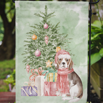 Beagle Puppy Christmas Presents and Tree Garden Flag