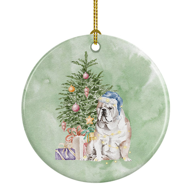 Bulldog, English Bulldog Christmas Presents and Tree Ceramic Ornament