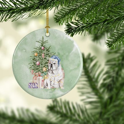 Bulldog, English Bulldog Christmas Presents and Tree Ceramic Ornament