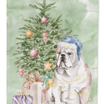 Bulldog, English Bulldog Christmas Presents and Tree Garden Flag