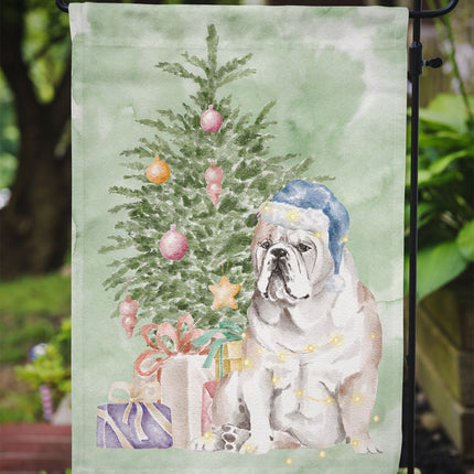 Bulldog, English Bulldog Christmas Presents and Tree Garden Flag