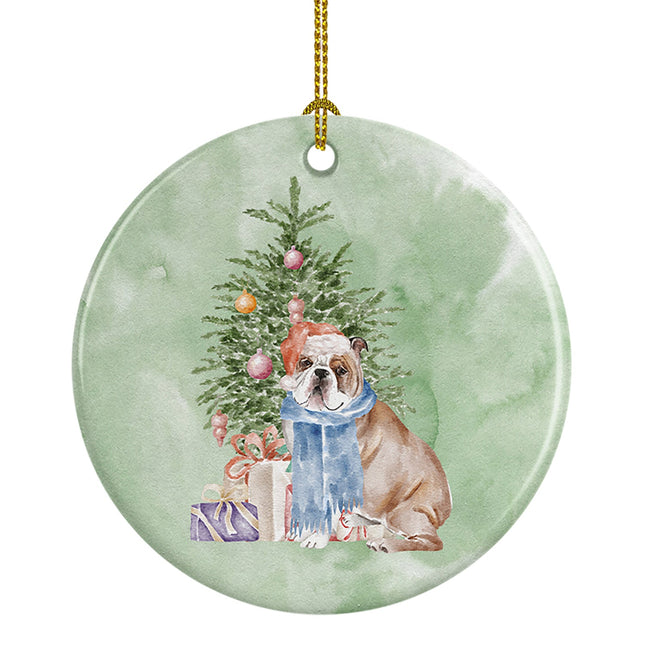 Bulldog, English Bulldog #2 Christmas Presents and Tree Ceramic Ornament