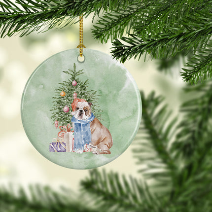 Bulldog, English Bulldog #2 Christmas Presents and Tree Ceramic Ornament