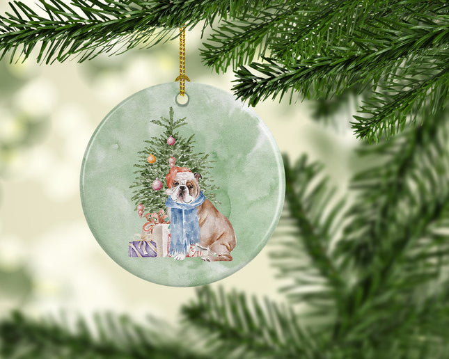 Bulldog, English Bulldog #2 Christmas Presents and Tree Ceramic Ornament