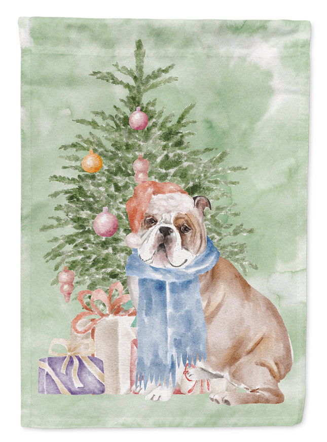 Bulldog, English Bulldog #2 Christmas Presents and Tree Garden Flag