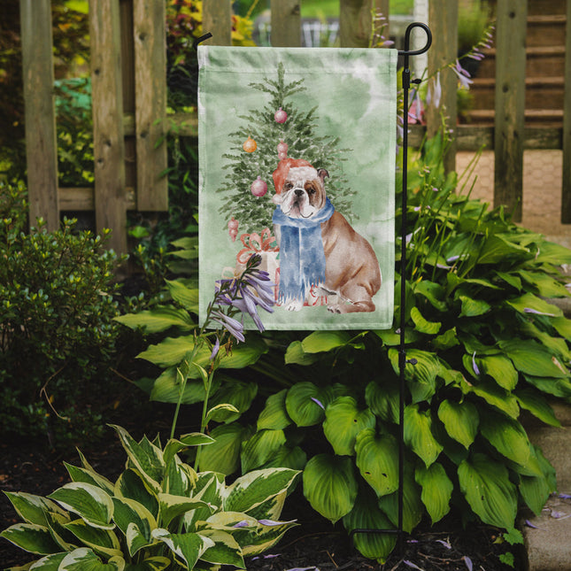 Bulldog, English Bulldog #2 Christmas Presents and Tree Garden Flag