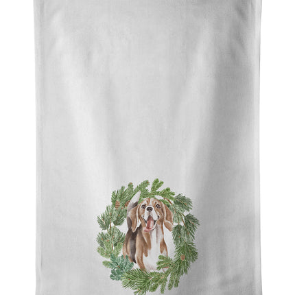 Beagle Smiling Christmas Wreath Kitchen Towel Set of 2