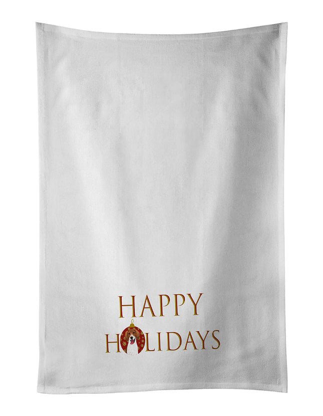 Beagle Red and White Red Ticked #2 Happy Holidays Kitchen Towel Set of 2