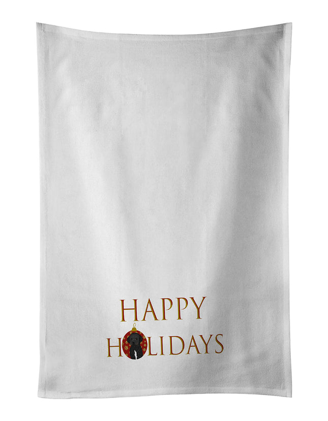 Doodle Black and White #1 Happy Holidays Kitchen Towel Set of 2