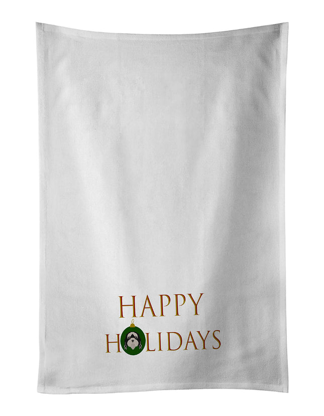 Tibetan Terrier - Dog Face Happy Holidays Christmas Kitchen Towel Set of 2