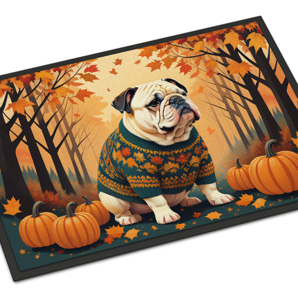 White English Bulldog Fall Doormat