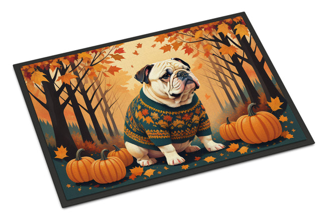 White English Bulldog Fall Doormat