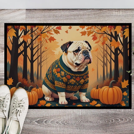 White English Bulldog Fall Doormat