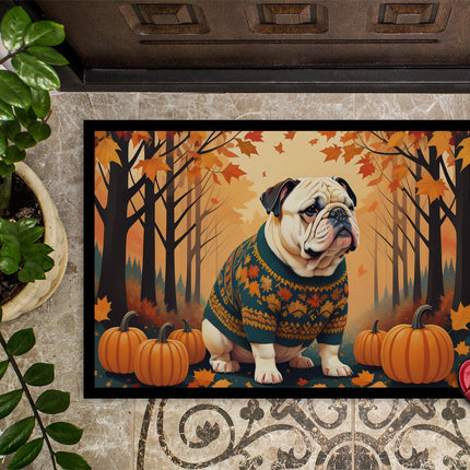 White English Bulldog Fall Doormat