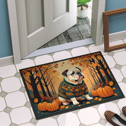 White English Bulldog Fall Doormat