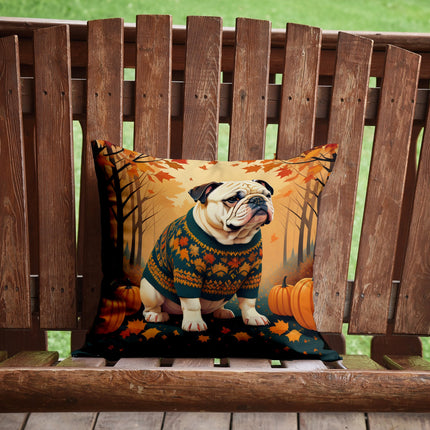 White English Bulldog Fall Throw Pillow