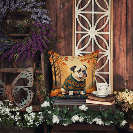 White English Bulldog Fall Throw Pillow