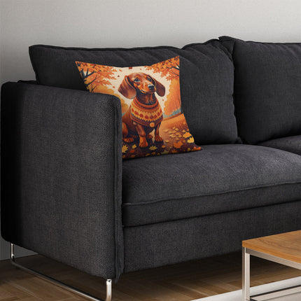 Dachshund Fall Throw Pillow