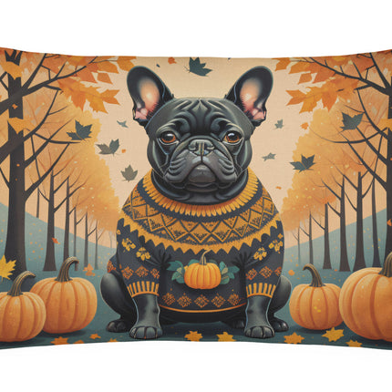 Black French Bulldog Fall Throw Pillow
