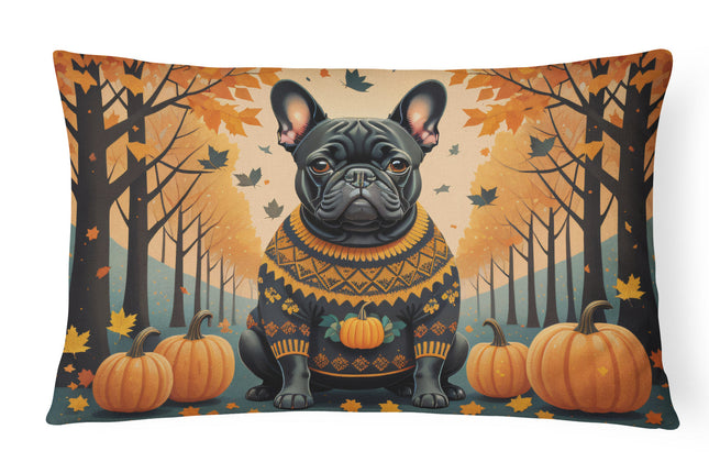 Black French Bulldog Fall Throw Pillow